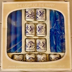 Mini blue Danube porcelain candle holders